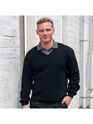 Plain V-neck arcylic wool sweater RTY 260gsm, 10 Gauge